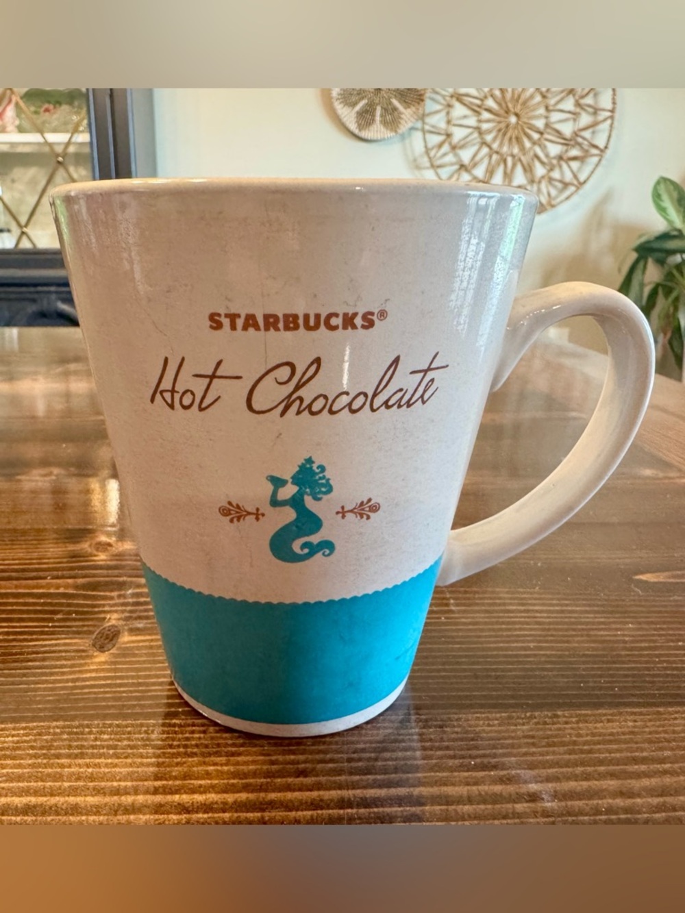 Starbucks 2010 Teal and White Mermaid Hot Chocolate Mug